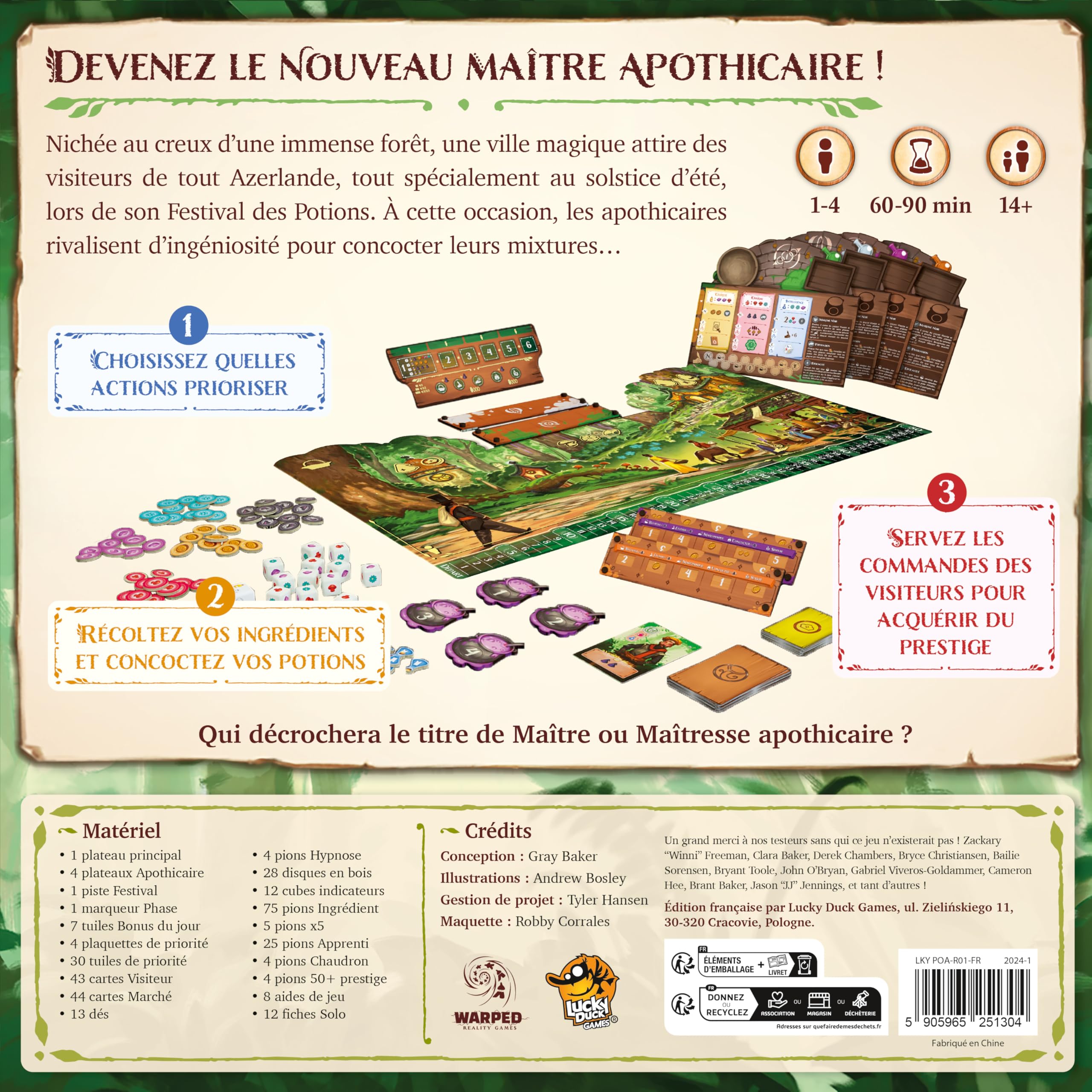 Lucky Duck Games | LES POTIONS D’AZERLANDE | Jeu de Société Stratégique Fantasy pour Adultes dès 14 ans | Festival des Potions |1 à 4 Joueurs | 90 Min | Gestion,Combinaisons, Alchimie | En Français