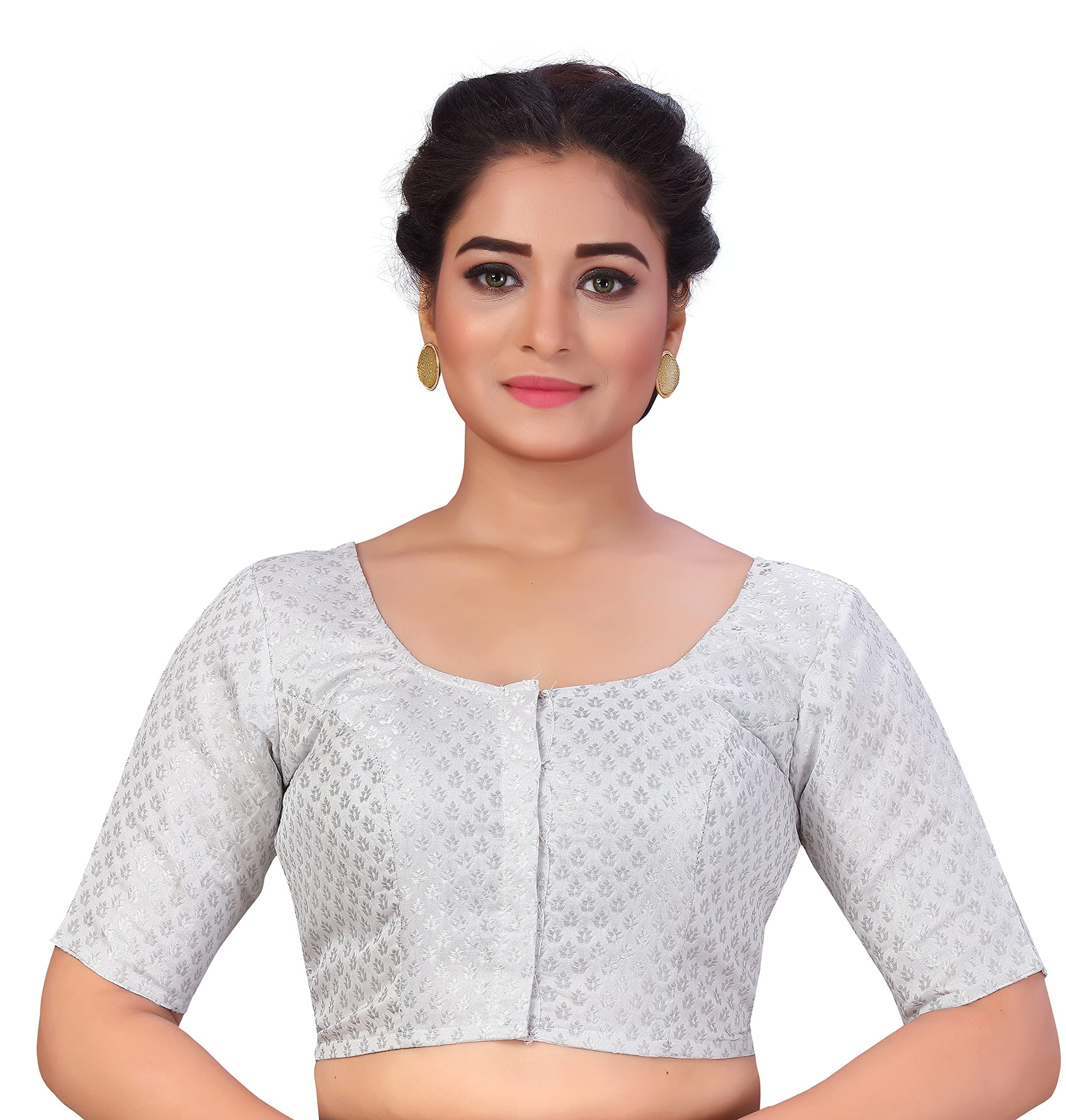 STUDIO ShringaarWomen's Brocade Elbow Length Sleeve Saree Blouse