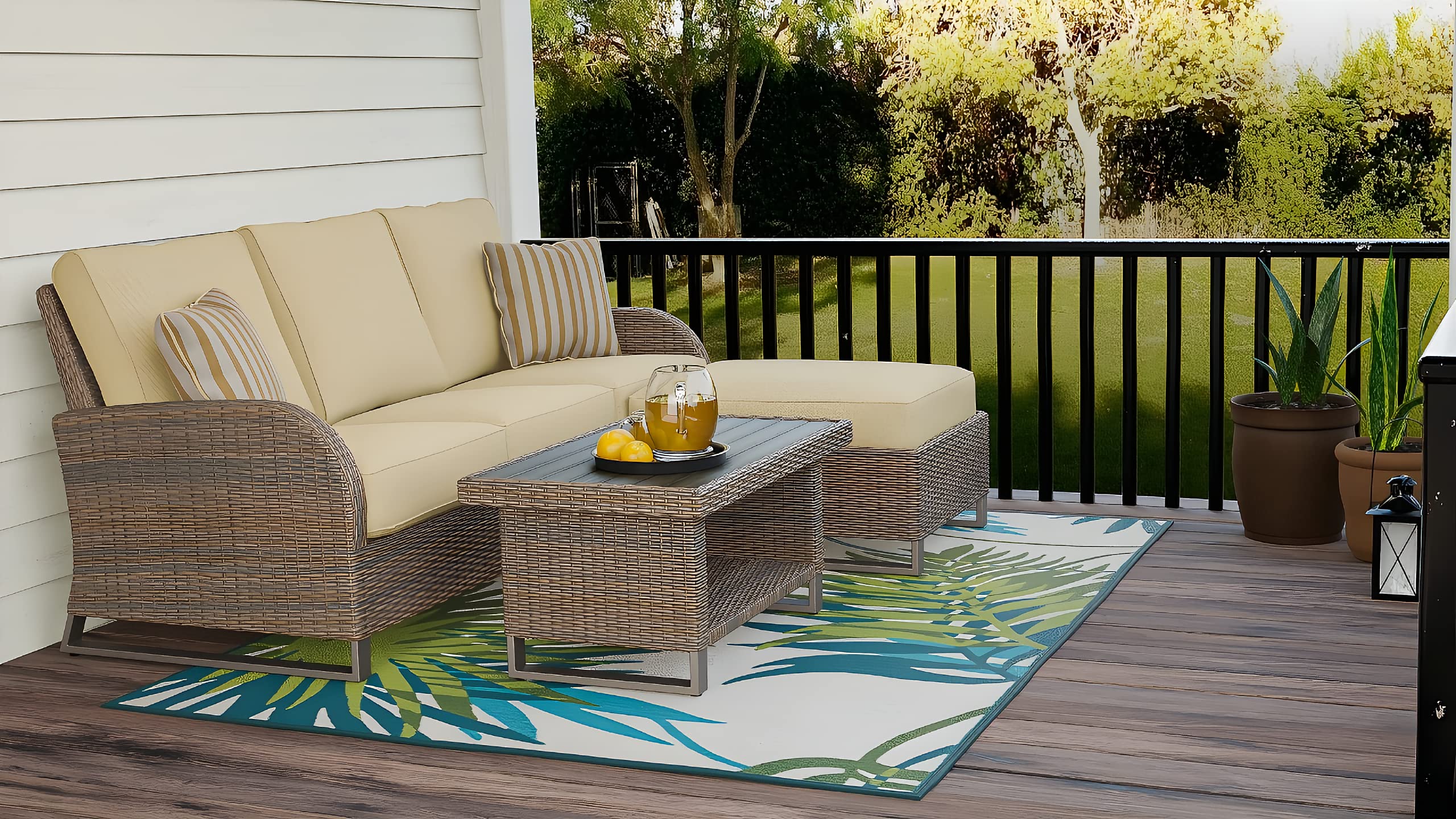 Pacific CasualPacific Casual Richmond Hill 3pc Woven Aluminum Sofa Chaise Set