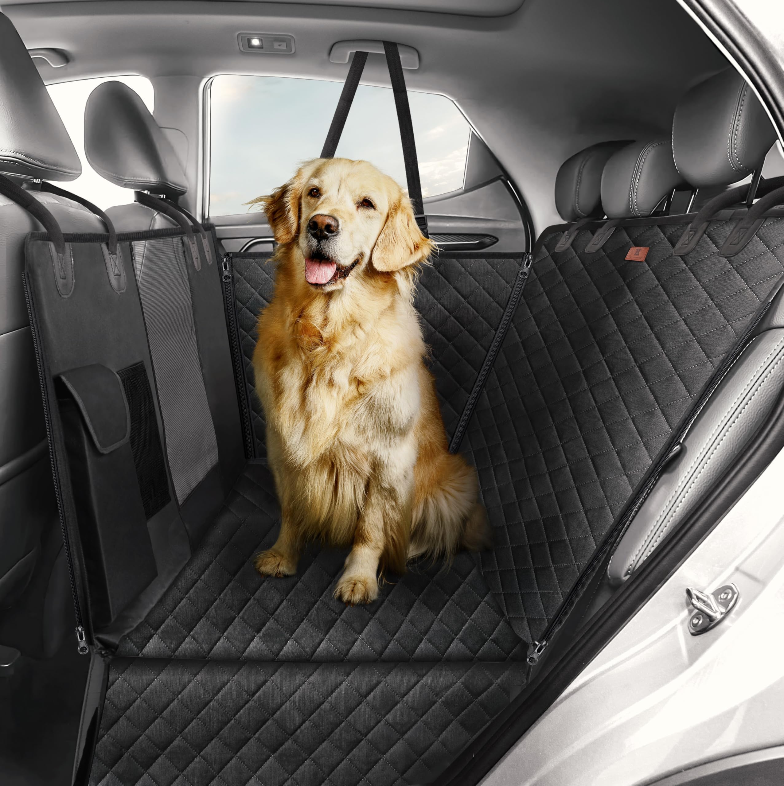 HELDENWERK Autoschondecke Hund Rücksitz wasserdicht & Kratzfest - Universal Hundedecke für Auto Rückbank inkl. Seitenschutz und Sichtfenster - Hunde Autodecke, Rückbank Schutz