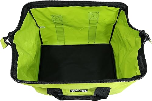 Miniatura 2 de Ryobi Green, bolsa de contratista OEM original, plegable, boca ancha, con zipper individual completo hasta la parte superior y costuras en X cruzadas