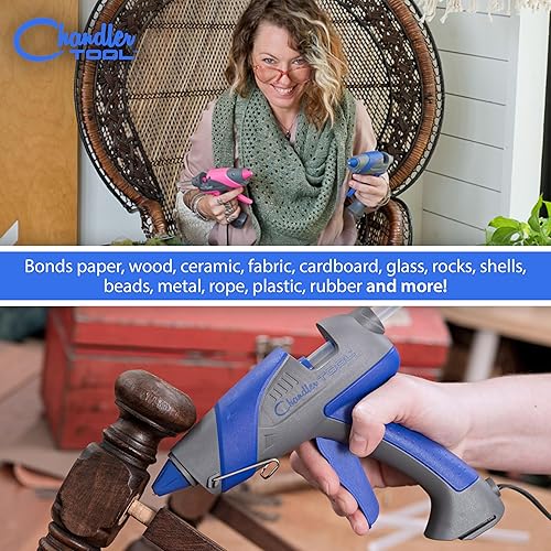 Miniatura 6 de Chandler Tool Pistola de pegamento caliente – 60 vatios, resistente, alta temperatura, fusión caliente, kit de pistola de pegamento con 10 tubos