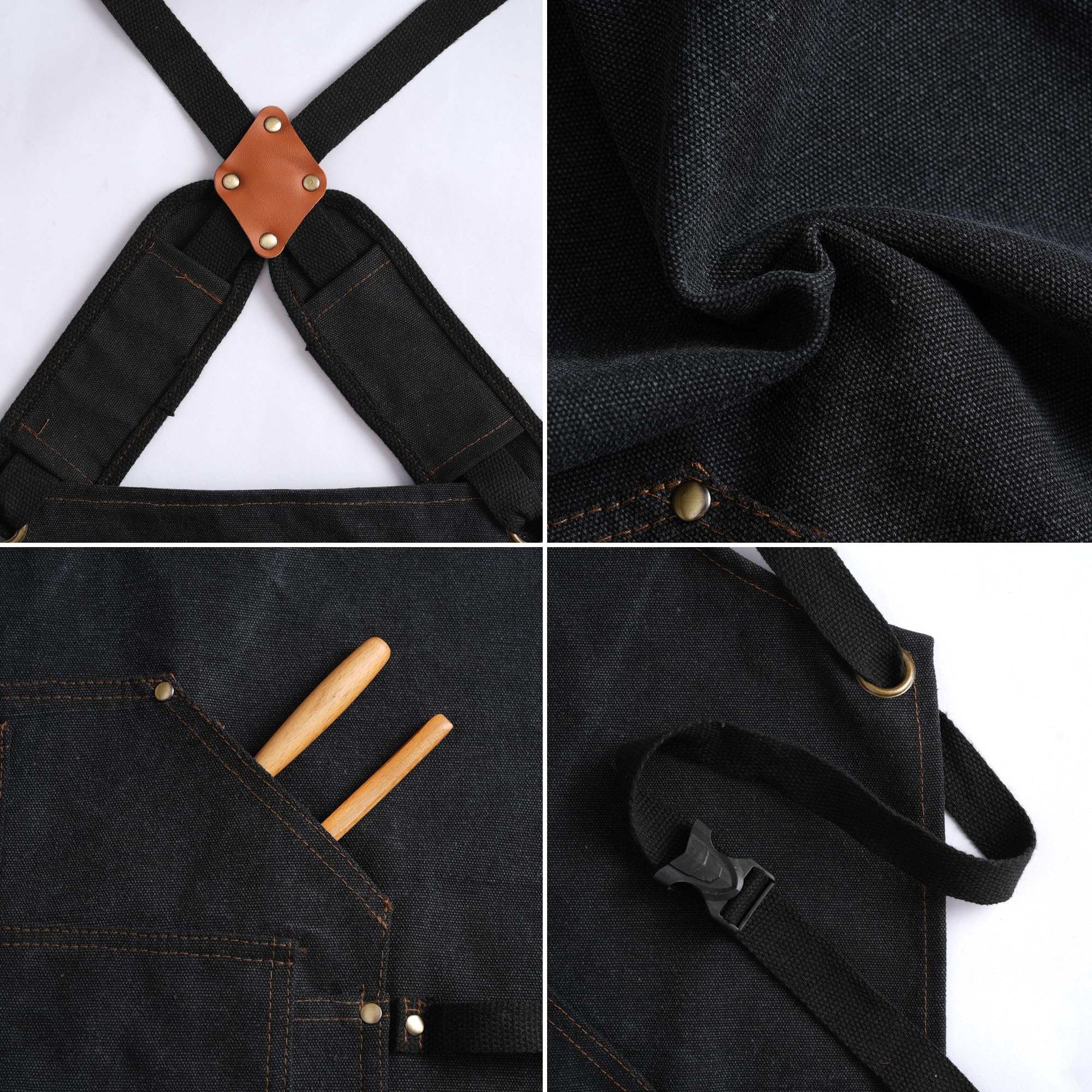 Tosewever Delantales de trabajo para hombre con bolsillos grandes, de lona, espalda cruzada, resistentes, ajustables, para cocinar, hacer barbacoas