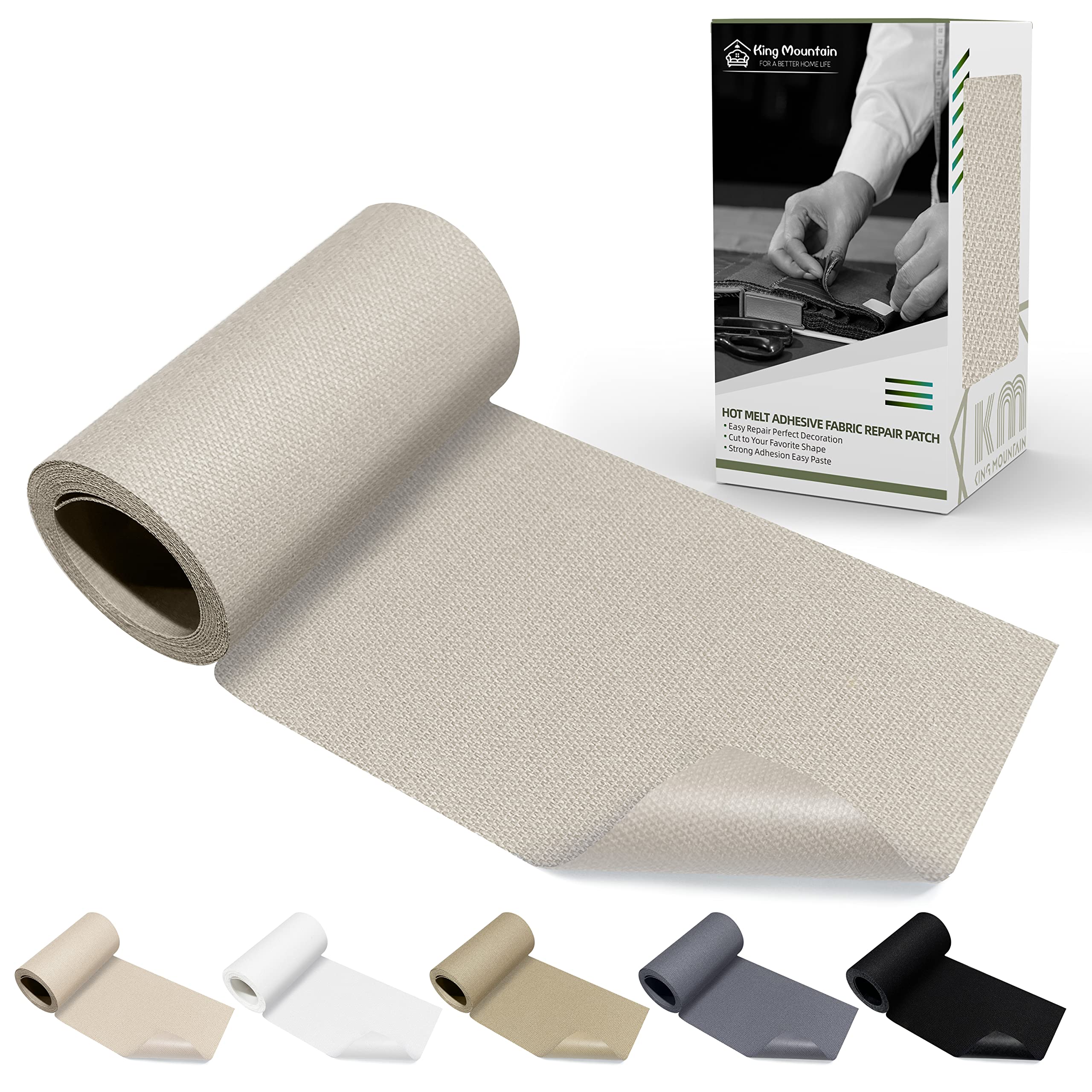 King Mountain Canvas Iron on Patch,3"×60",Waterproof 100% Cotton Fabric Repair Patch,Used for Various Sofa,Tent,Clothes,Seats,Suitcases.（Beige Coffee,Waterproof）