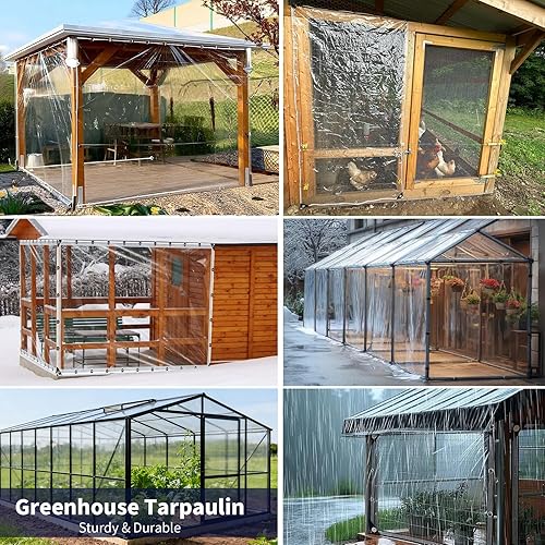 Miniatura 24 de Lona transparente de 10 x 12.2 pies, lonas transparentes de PVC transparente, resistentes e impermeables, con ojales, lona de plástico impermeable