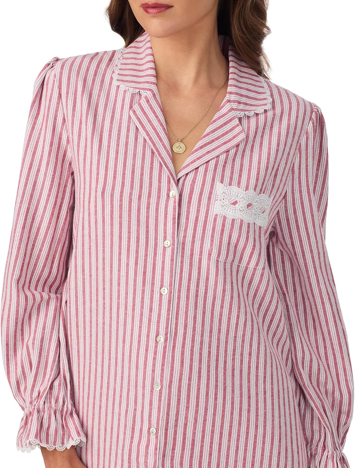 Eileen West Womens Sleepwear & Loungewear - 100% Cotton Brushed Flannel Collection - Long Sleeve Soft & Cozy Nightshirt - Image 2