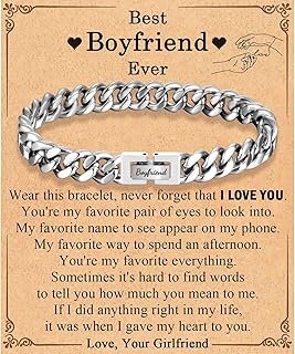 Dad Son Grandson Uncle Nephew Brother Husband Boyfriend Gifts for Men Boys, Cuban Chain Link Bracelet Gifts Graduation Back to School Birthday Christmas Anniversary Valentines Day Gifts for Him Men Teen Boys