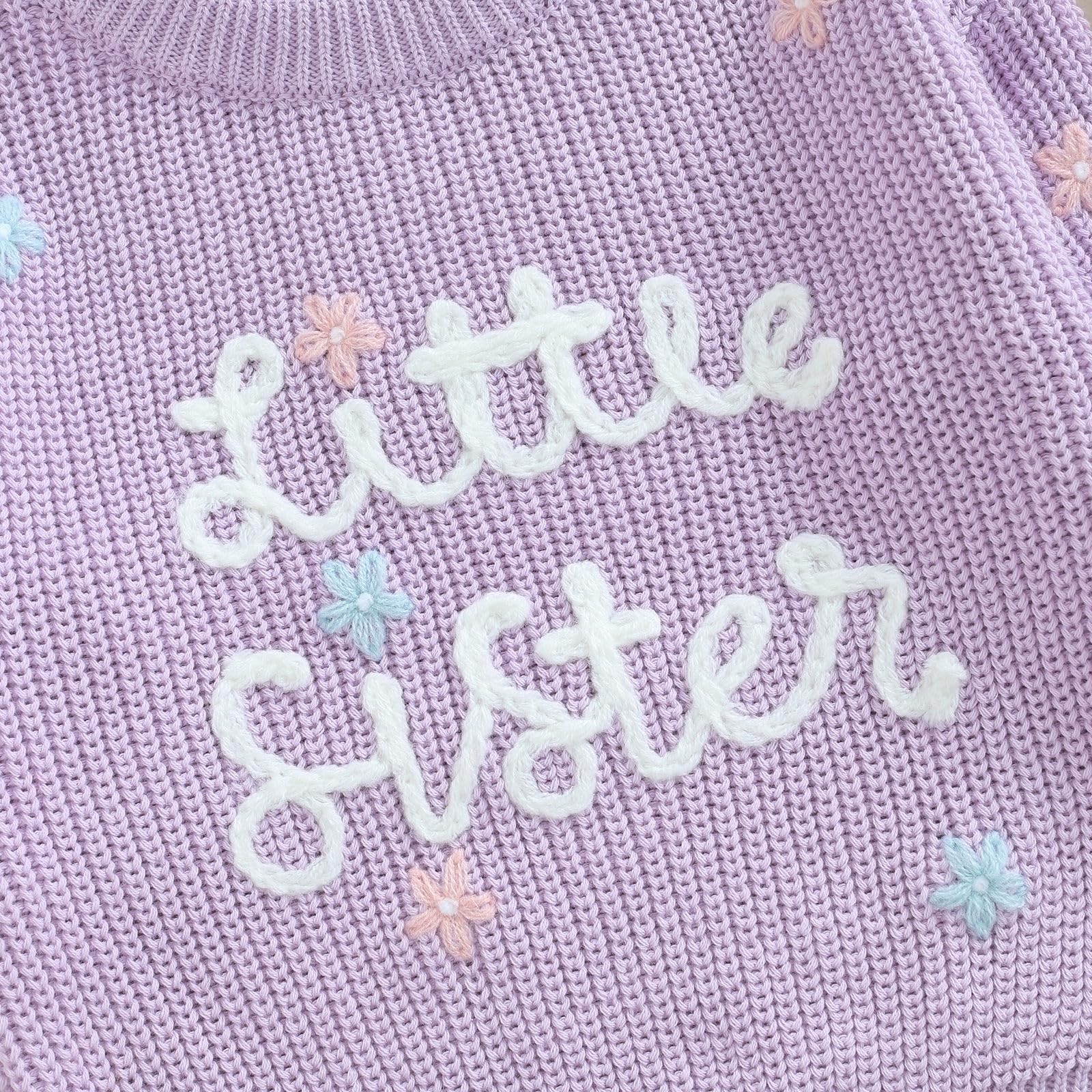 L&ieserram Baby Mädchen Gestrickt Pullover Jumper Neugeborenen Kinder Langarm Strickpullover Pulli Kleinkinder Kleidung Outfit Knitted Sweater Schwester 0-6 Jahre