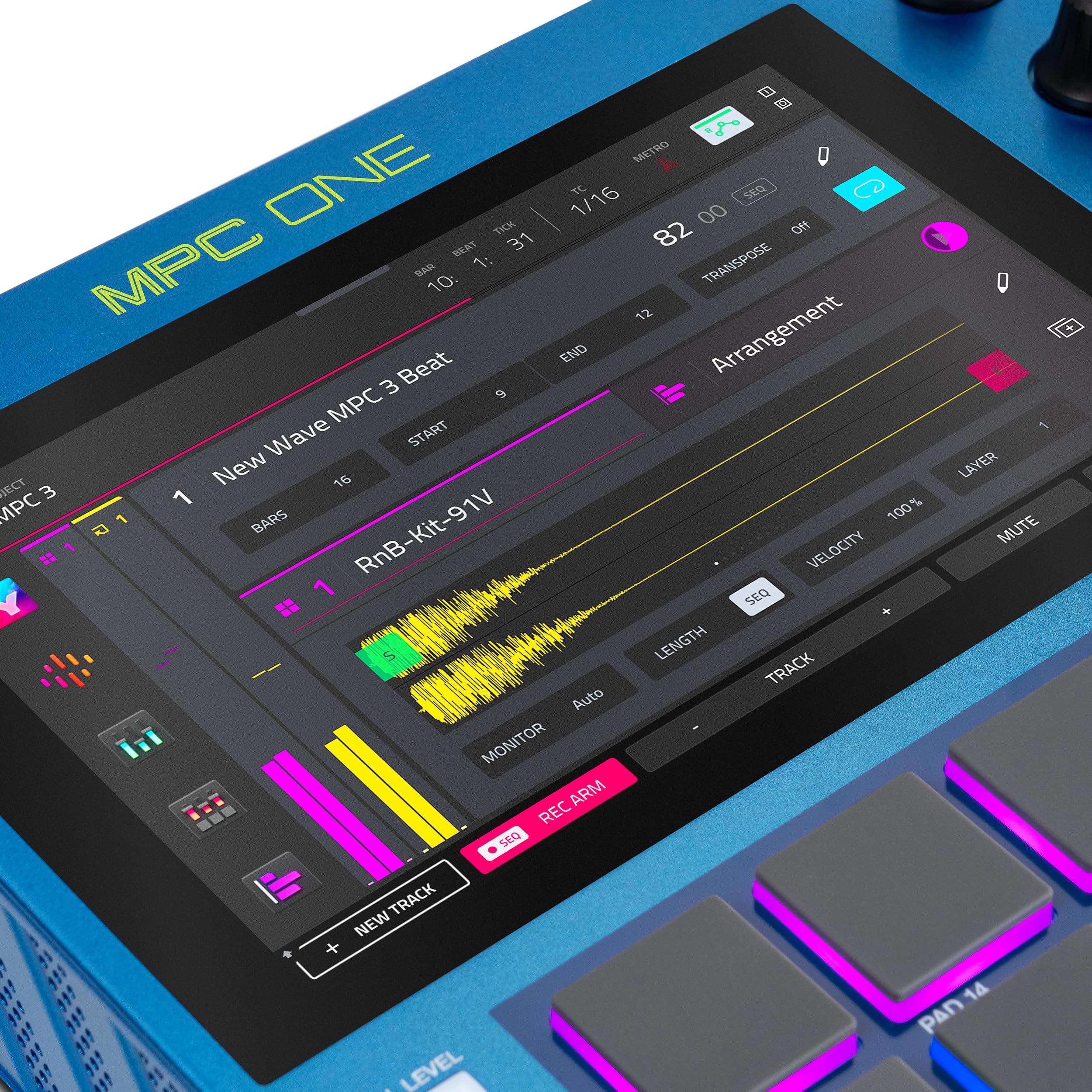 Akai Professional MPC One G2 Centro Producción Autónomo Next-Gen | Para beatmakers y productores, sampling, secuenciación y creación, con USB-C, 16 pads MPC, procesador 8 núcleos, 4GB RAM