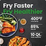CHEFMAN Multifunctional Digital Air Fryer+ Rotisserie, Dehydrator, Convection Oven 17 Touch Screen Presets Frying, Roasting, Dehydrating, Cooking, Family Size XL 10L, Auto Off, Large Easy View Window, Black, 10 Quarter