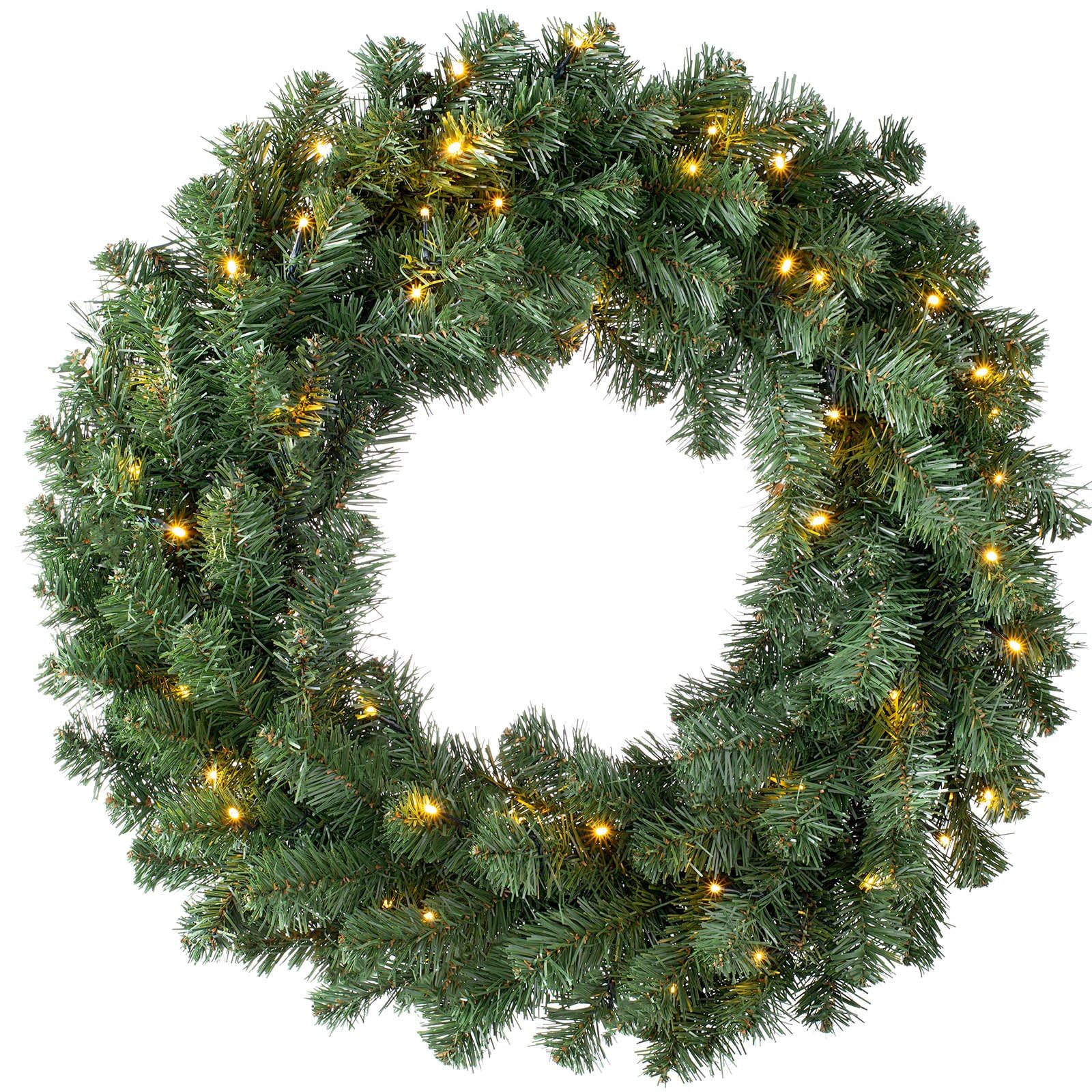 WeRChristmas Luxury Pre-Lit Plain Wreath with 50 LED Lights