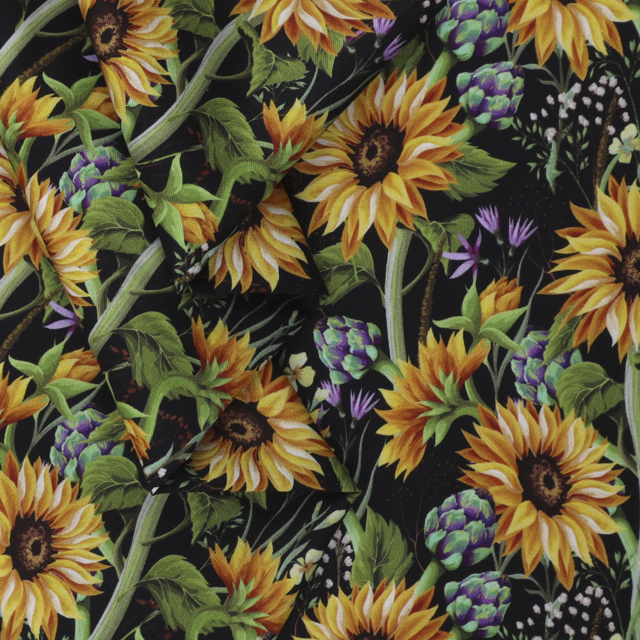 Mook Fabrics Cotton Sunflower DSN 02, Yellow Cut by The yard