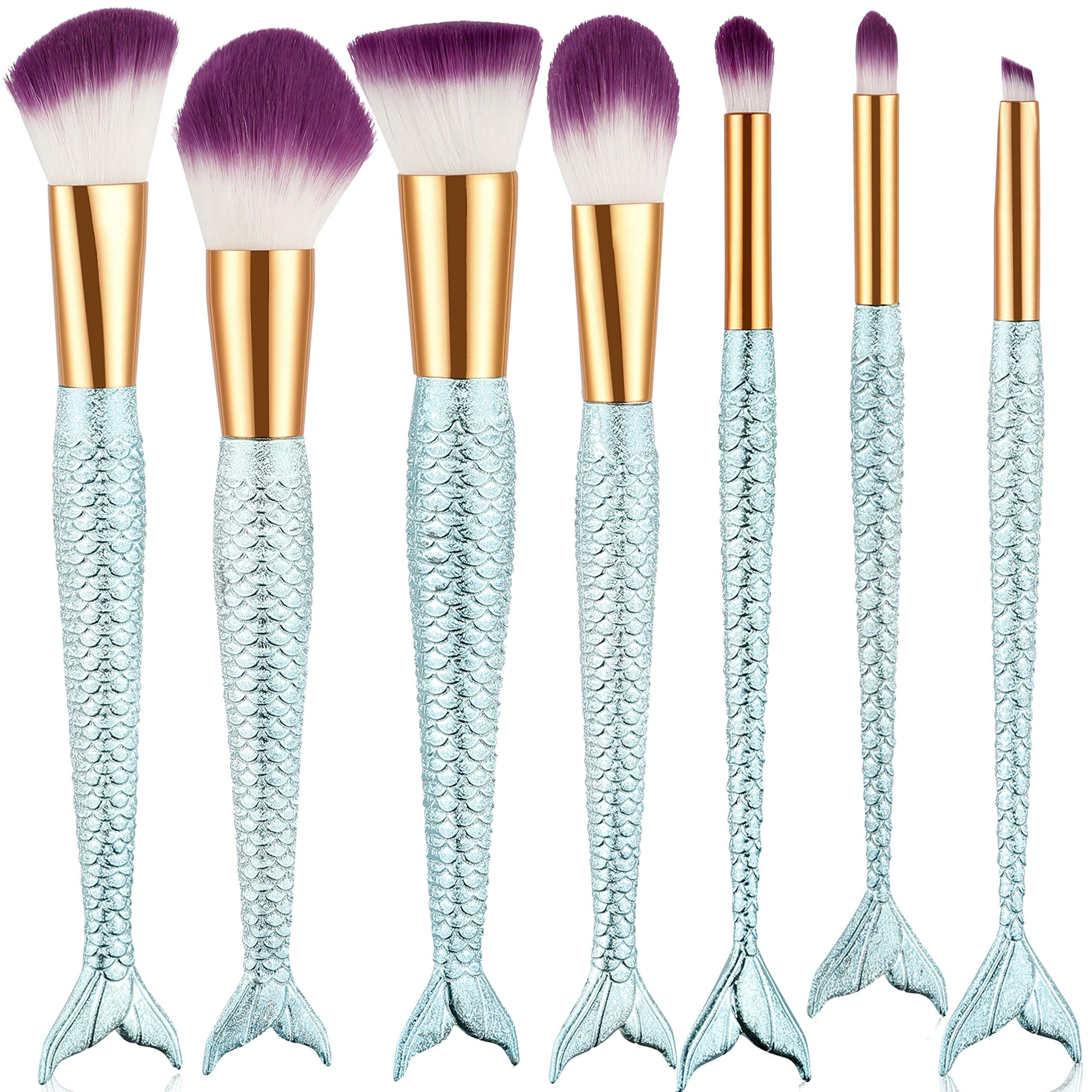 Foolzy Fish Tail Cosmetic Eyeliner Eyebrow Makeup Brushes Tools, 7 Pieces