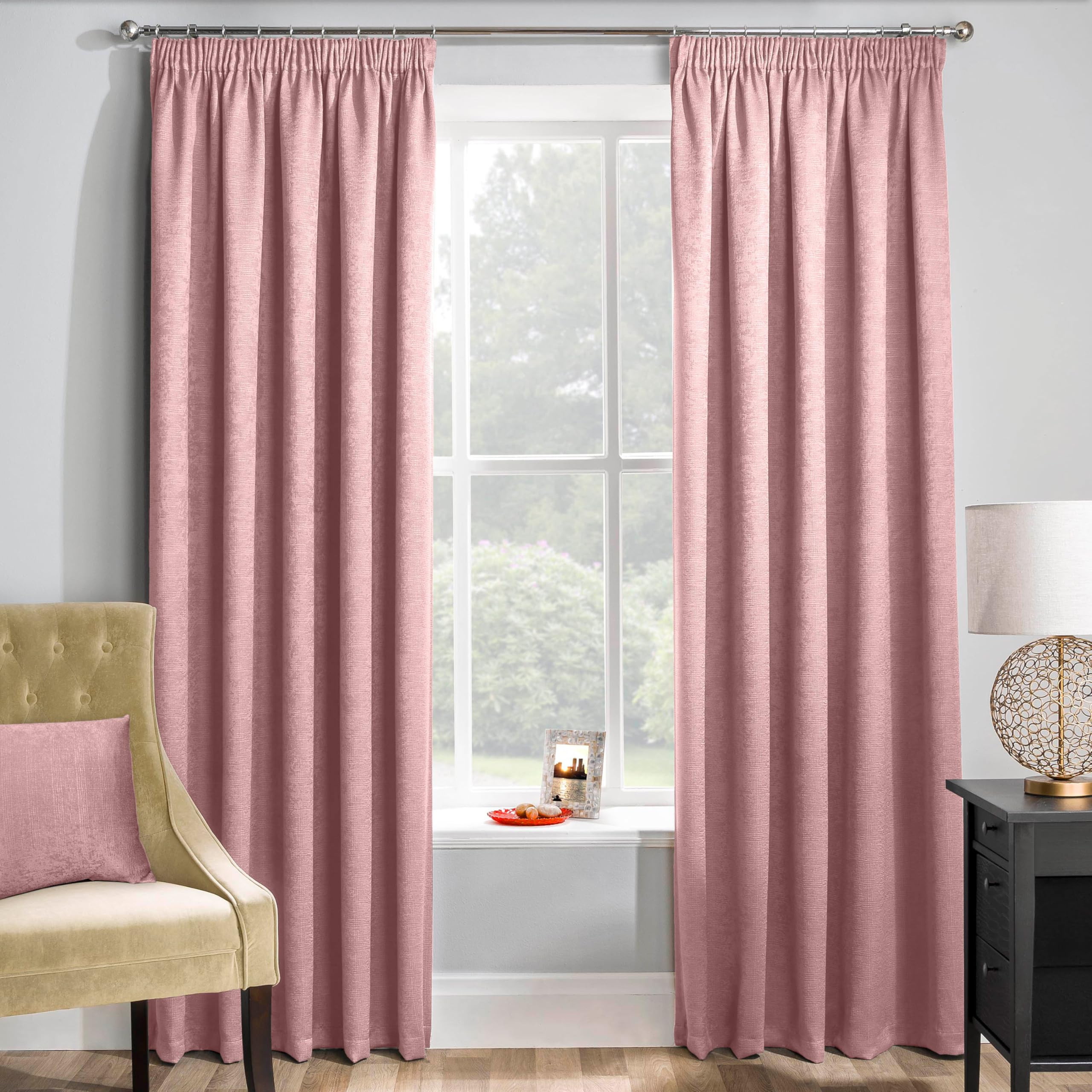 Enhanced Living Matrix Blush Pink Curtains for Living Room - 46x72 inch (117x183 cm) - Tape Top Noise Reducing Thermal Curtains for Bedroom - 2 x Curtain Panels