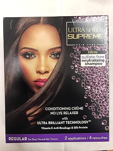 Ultra Sheen Supreme Conditioning Creme No Lye Relaxer con Tecnología Ultra Brillante Nuevo Champú Neutralizante de Sulfato Vitamina E Antirotura y