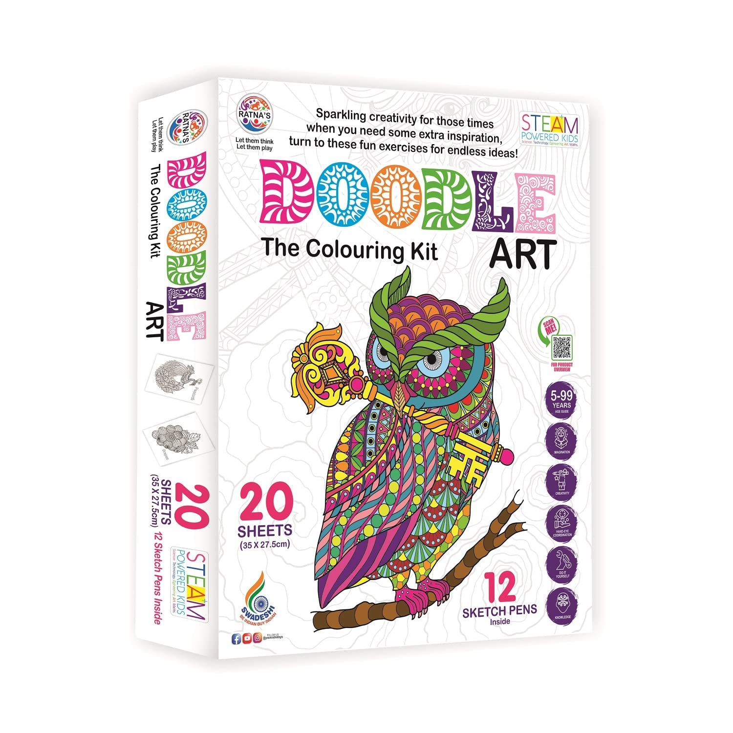 Game Phactory Doodle Art The Colouring Kit let The Child Learn with Fun Along with This Coloring kit | Having 20 Sheets & 12 Sketch Pens (B0BYVZ45P7) Amazon Price History, Amazon Price Tracker