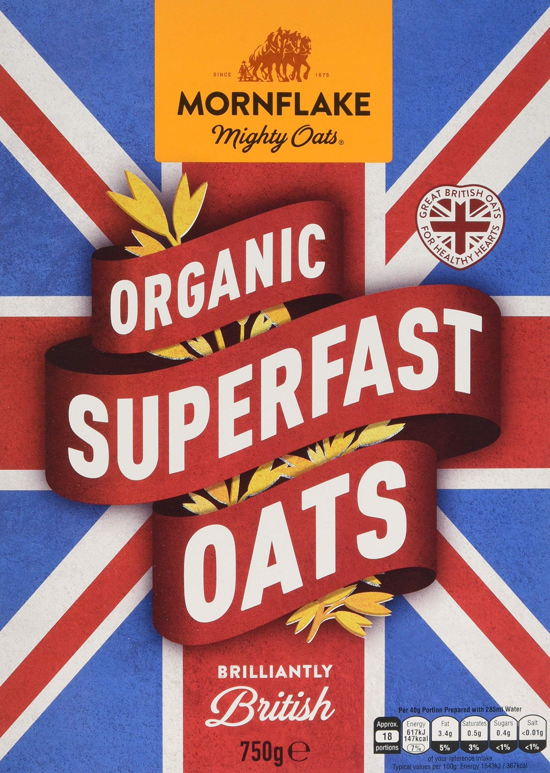 Mornflake Organic Superfast Oats, 750 g, Pack of 5