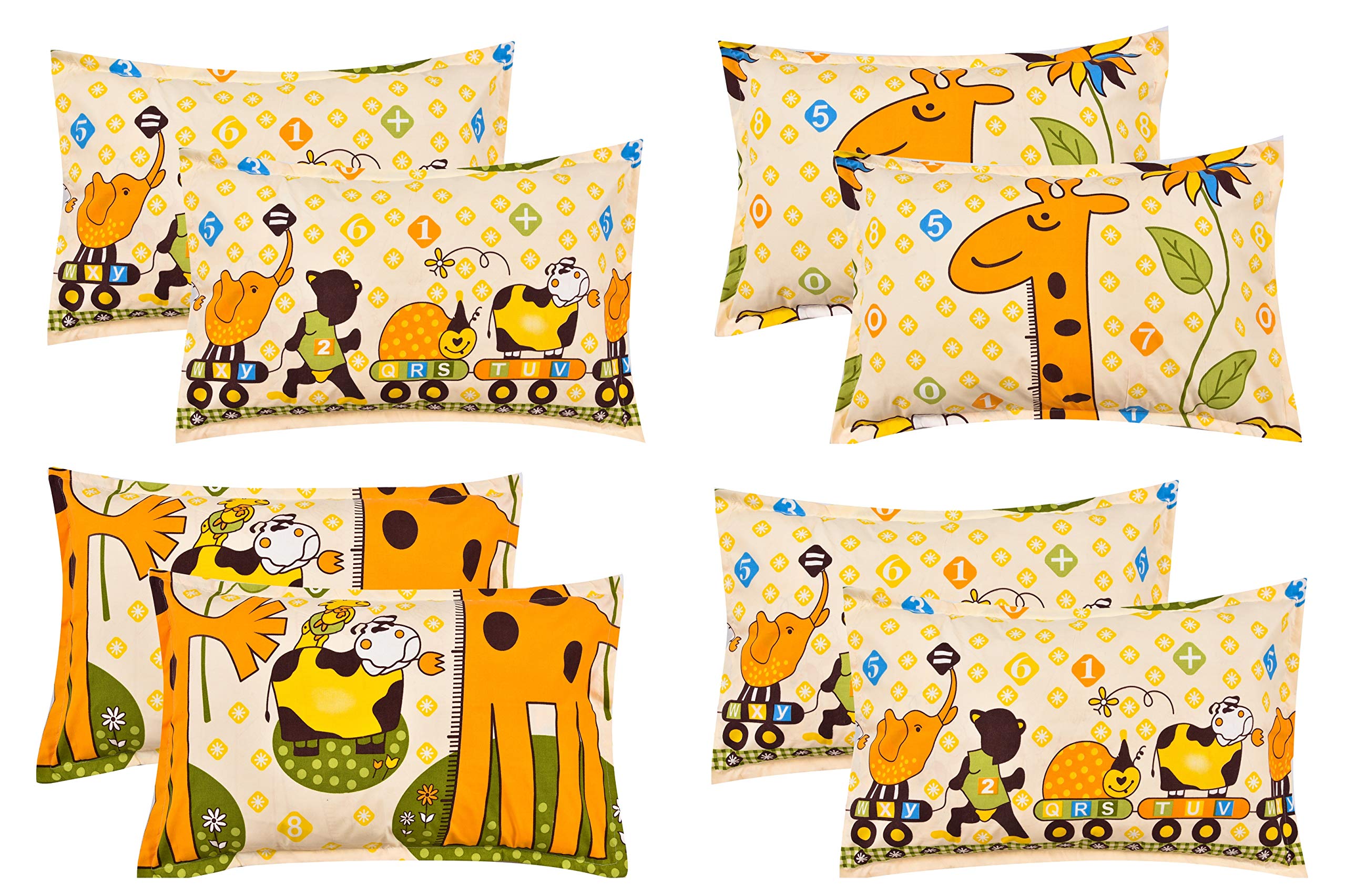 RRC Super Soft Brushed Microfiber Cotton Pillow Covers,Set of 4 (Total 8 Pcs) Pillow Covers,17X27(Inches) Pillow Covers