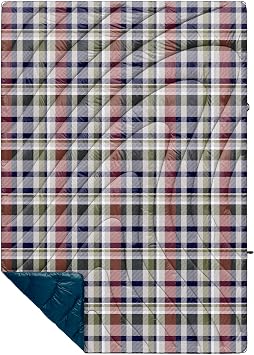 Rumpl Original Puffy Blanket - Warm, Water-Resistant Camping Blanket with 100% Recycled Synthetic Insulation, 52"x75", Original Puffy V1, Sequoia Plaid