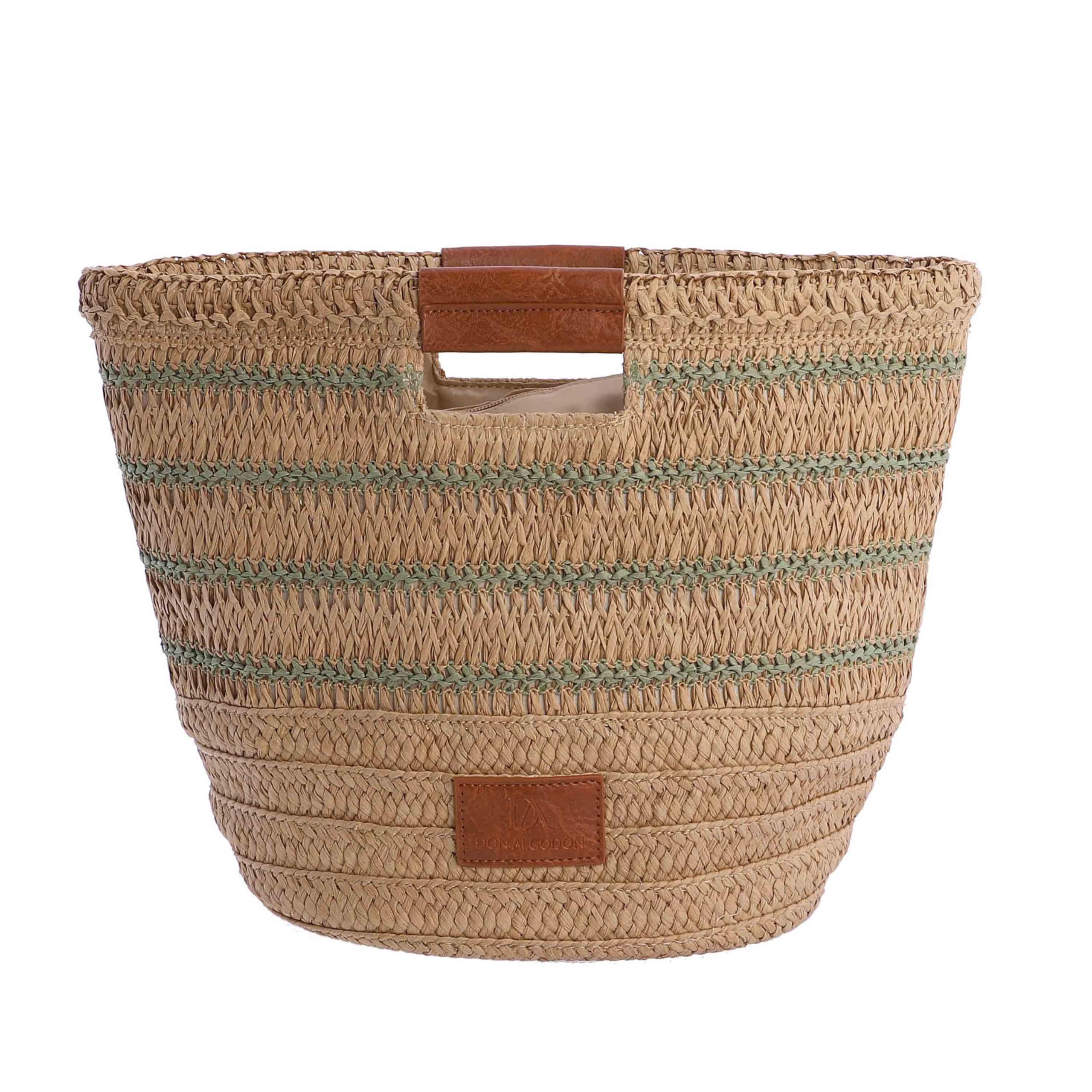 DON ALGODON - Bolso de mano de rafia para mujer - Bolso mano playa mujer - Bolsa playa para mujer Fione