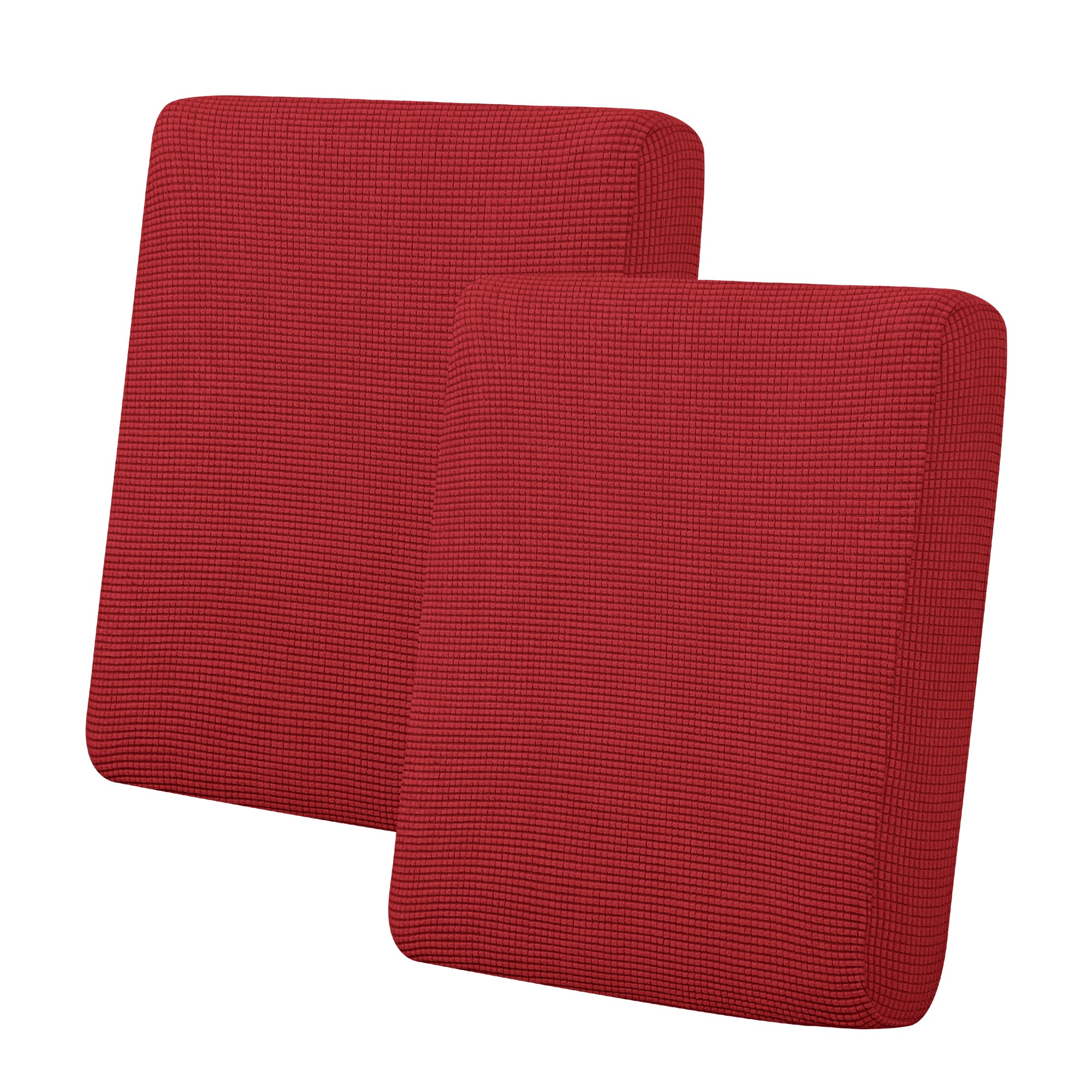Easy-Going Stretch Individual Loveseat Couch Cushion Cover Sofa Cushion Furniture Protector Sofa slipcover Soft Flexibility with Elastic Bottom (2-Piece Loveseat Cushion Cover, Christmas Red)