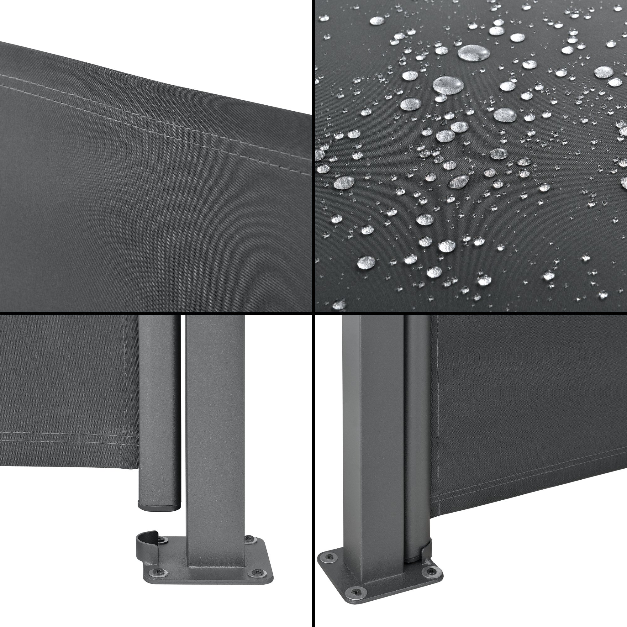 pro.tec Paravento Doppio Estraibile per Uso Esterno Schermo Protettivo a Scomparsa Divisorio Esterno Schermo Privacy Estensibile 160 x 300 x 300 cm Grigio