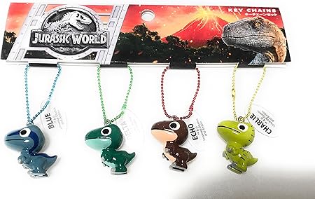 Amazon ジュラシックワールド キーチェーン セット ブルー デルタ エコー チャーリー Usj 公式 ラプトル四姉妹 ぬいぐるみ おもちゃ