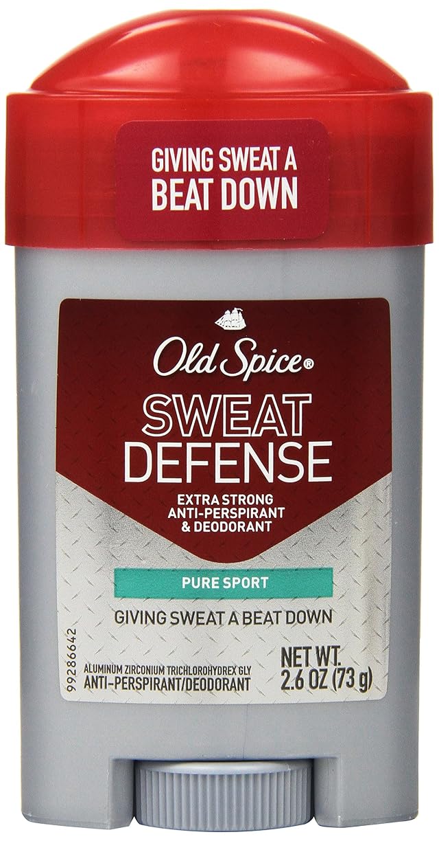 Old Spice Sweat Defense Solid Antiperspirant Deodorant Pure Sport 2 6-Ounce Sticks Pack of 4