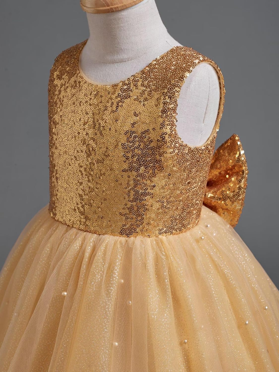 Sparkle Sequin Tulle Flower Girl Dress for Wedding Kids Princess Pageant Dress Pearls Bow Prom Ball Gowns Tutu Dress - Image 6