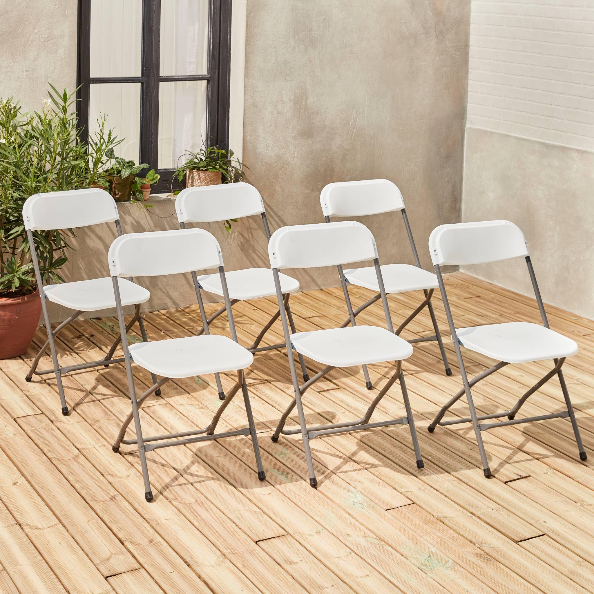 Alice's Garden - Chaises de réception Pliantes – Fiesta – 6 chaises d'appoint en Plastique et métal