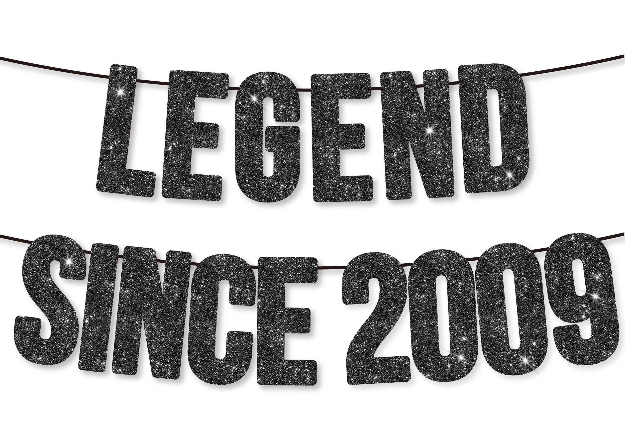 Pre-Strung Legend Since 2009 Banner for 16th Birthday Party Decoration,Happy 16th Men Women Birthday Party Banner,Handmade - Black