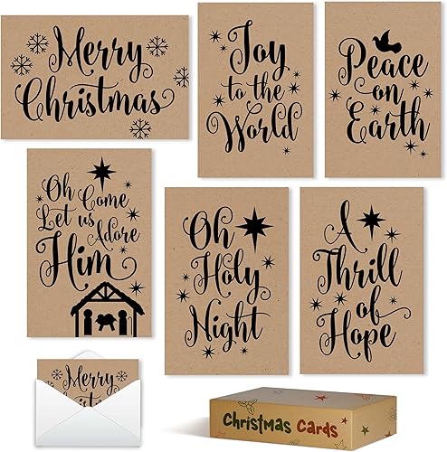 Hadley Designs 24 tarjetas de Navidad religiosas rústicas en caja con sobres religiosos  Tarjetas de Feliz Navidad a granel con sobres, tarjetas de disponible en Yaxa Costa Rica