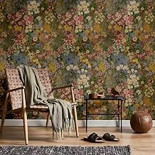 Floral Wallpaper Peel and Stick Boho Wall Paper Removable Waterproof Green Petal Pattern Contact Paper for Bedroom, Bathroom, Home Wall 17.3" x 393.7"