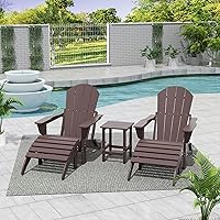 Vista 13 de WestinTrends Malibu - Silla de salón para exteriores, juego de 2 sillas Adirondack con otomana, sillas plegables de madera de polietileno para todo