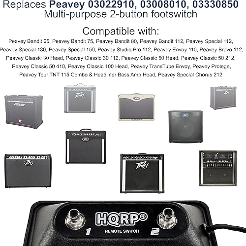 Miniatura 4 de HQRP Pedal de guitarra multiusos de 2 botones compatible con Peavey 03022910 03008010 03330850 Reemplazo compatible con TransTube Bandit DeltaBlues