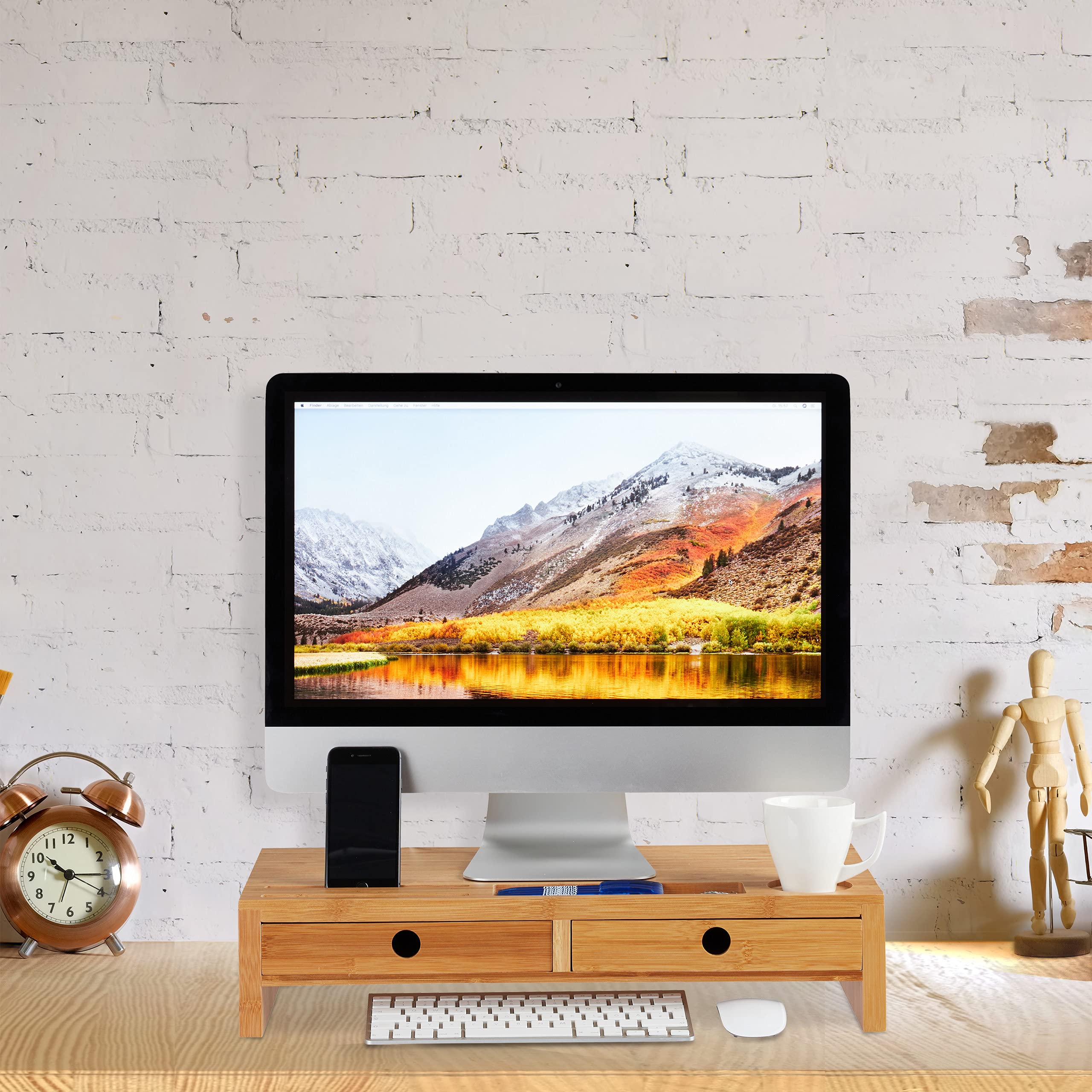 Monitorstandaard Van Bamboe, Ergonomische Beeldschermstandaard, 10 Cm