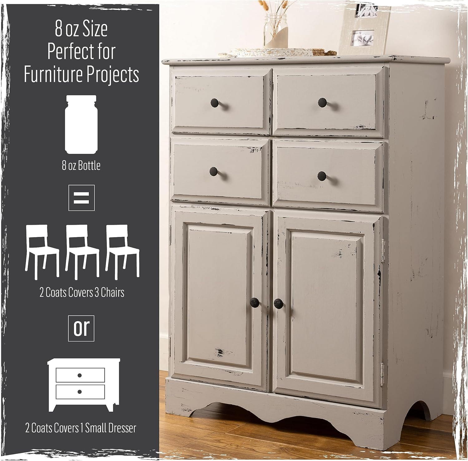 FolkArt Home Décor Chalk 8 fl oz White & Blue Kit, Includes 2 Ultra Matte Acrylic Craft Paints and 2 Piece Combo Brush Set, 96415