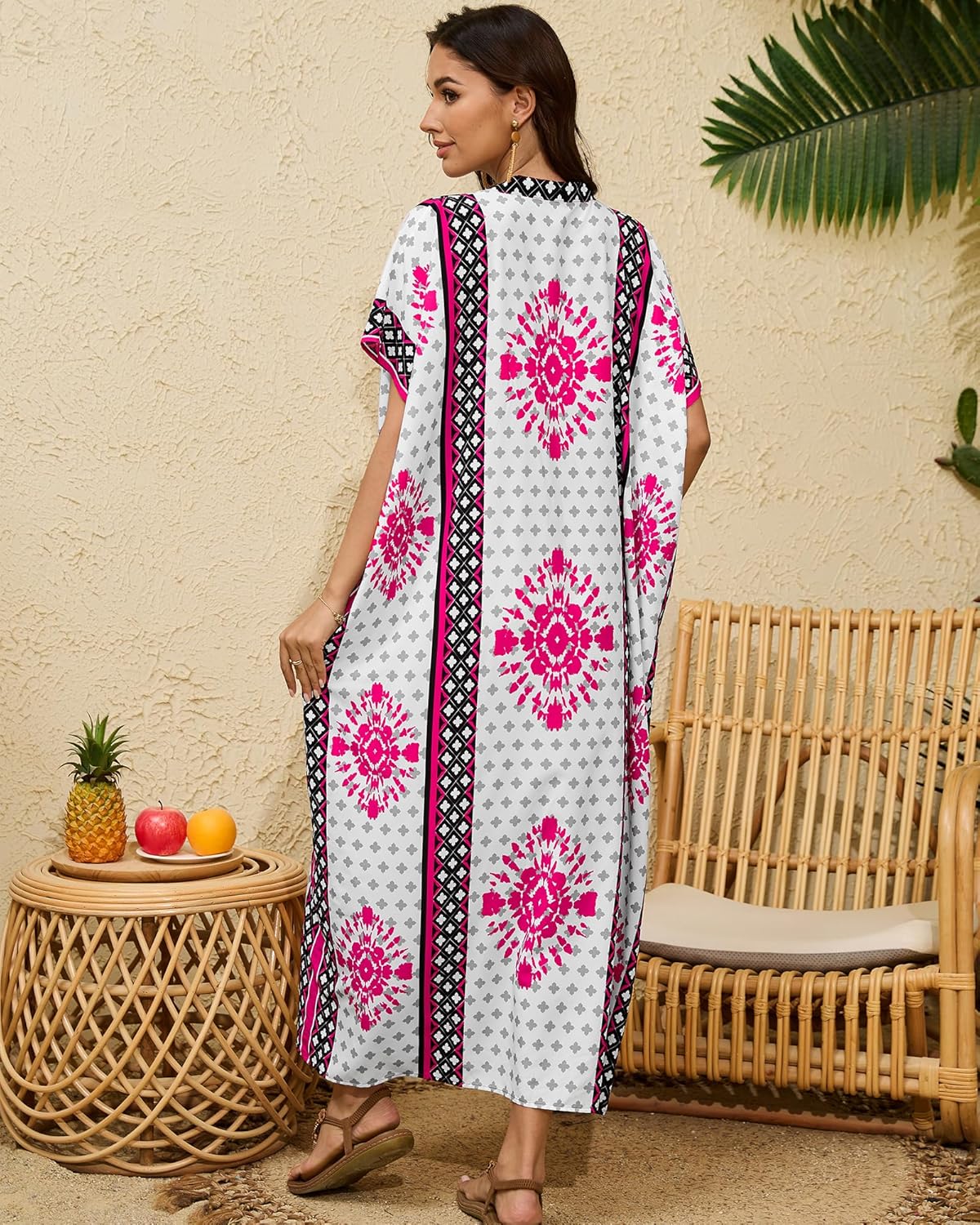 Bsubseach Kaftan Dresses for Women V Neck Modern Caftans Plus Size Swimsuit Coverup Beach Loungewear Dress - Image 6