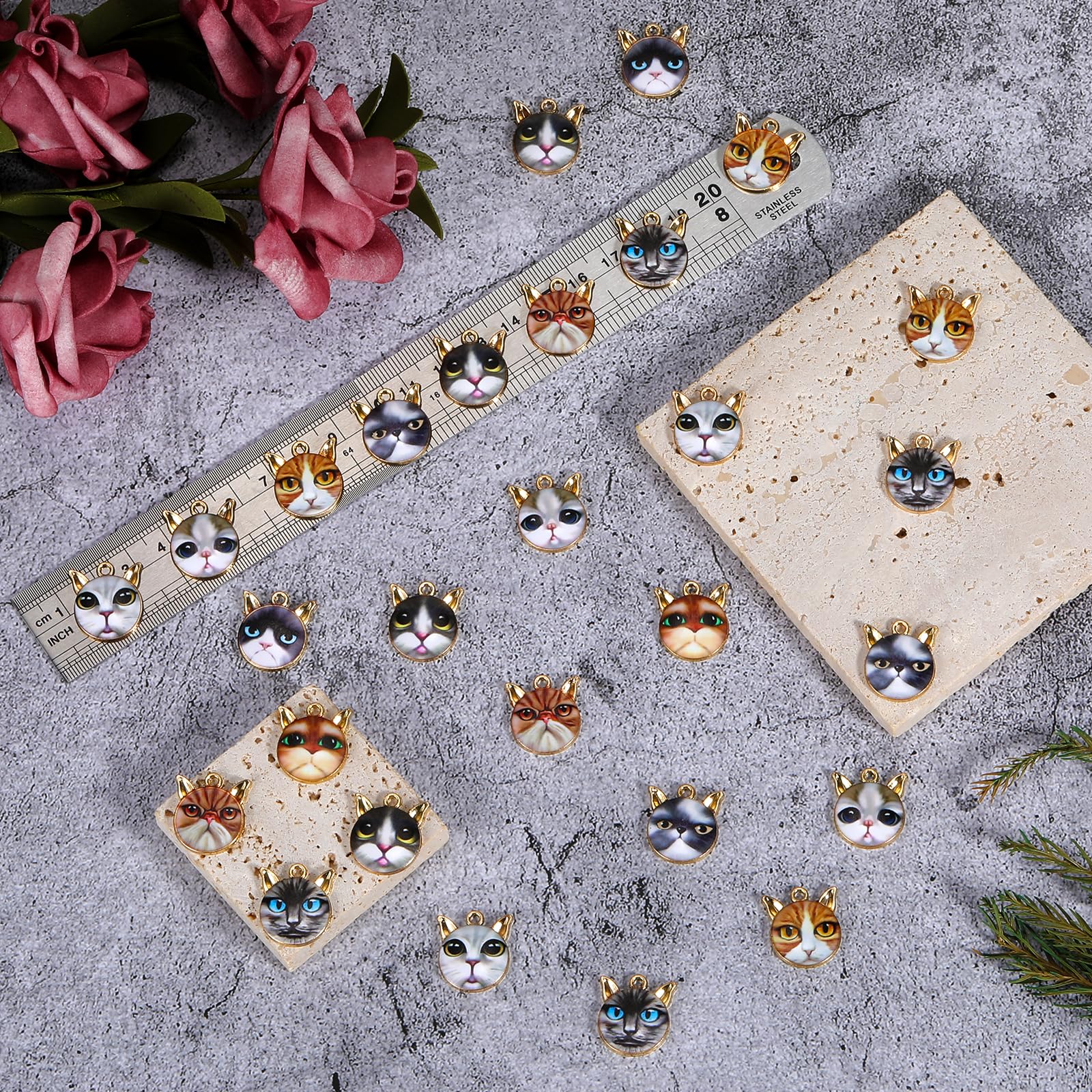 COGCHARGER 32Pcs Cat Head Charms Alloy Enamel Charms Pendants Cute Pet Animal Charms for Jewelry Bracelets Necklace Earrings Making DIY Craft Supplies - Image 3