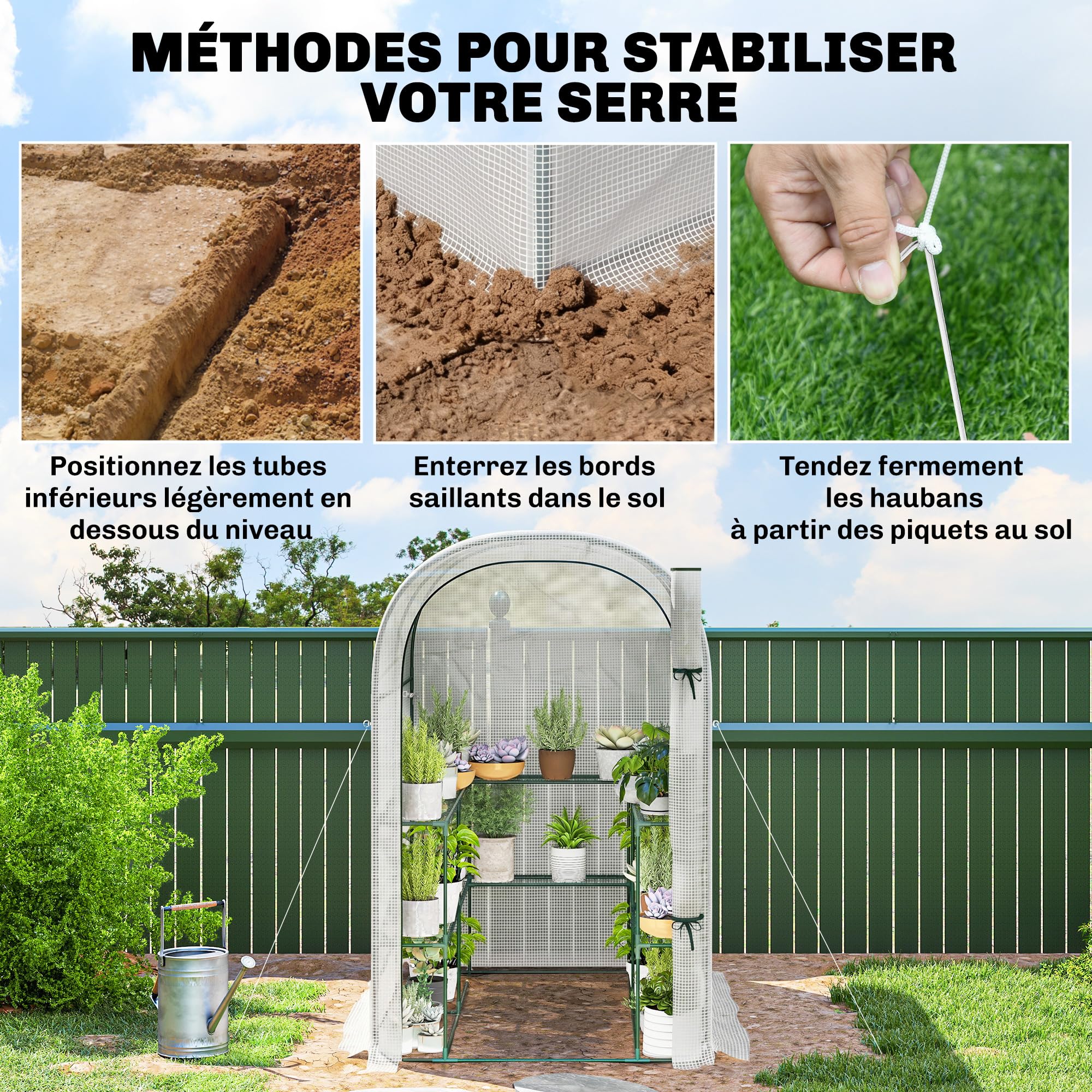 Outsunny Serre de Jardin avec Étagères 123 x 187 x 189 cm Bâche PE Blanc