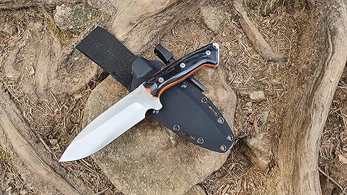 Miniatura 6 de JEO-TEC N39 Cuchillo de espiga completa para Bushcraft Survival Caza Pesca Camping, Hoja Fija 11" MOVA Acero, Funda y Iniciador de Fuego - Hecho a
