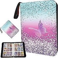 Vista 10 de Carpeta de tarjetas coleccionables para 4 bolsillos, 480 tarjetas con 60 fundas extraíbles con cremallera de protección, pulsera de fácil