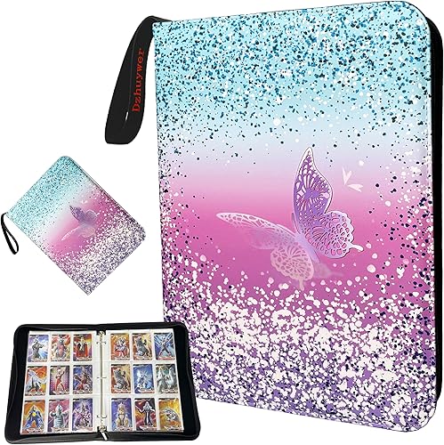 Miniatura 10 de Carpeta de tarjetas coleccionables para 4 bolsillos, 480 tarjetas con 60 fundas extraíbles con cremallera de protección, pulsera de fácil