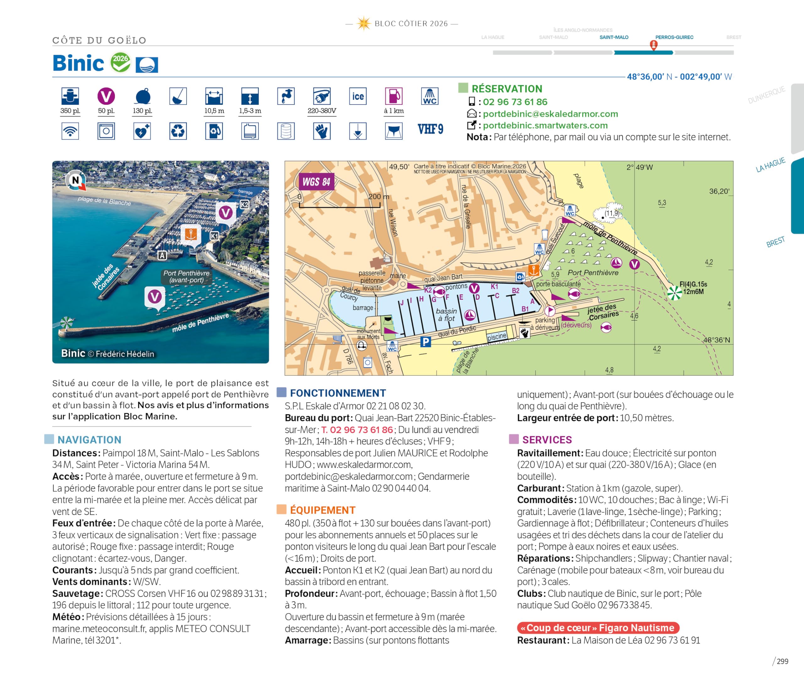 Bloc Côtier 2026 - Manche Atlantique, Guide nautique du plaisancier, cartographie marine et plans de port