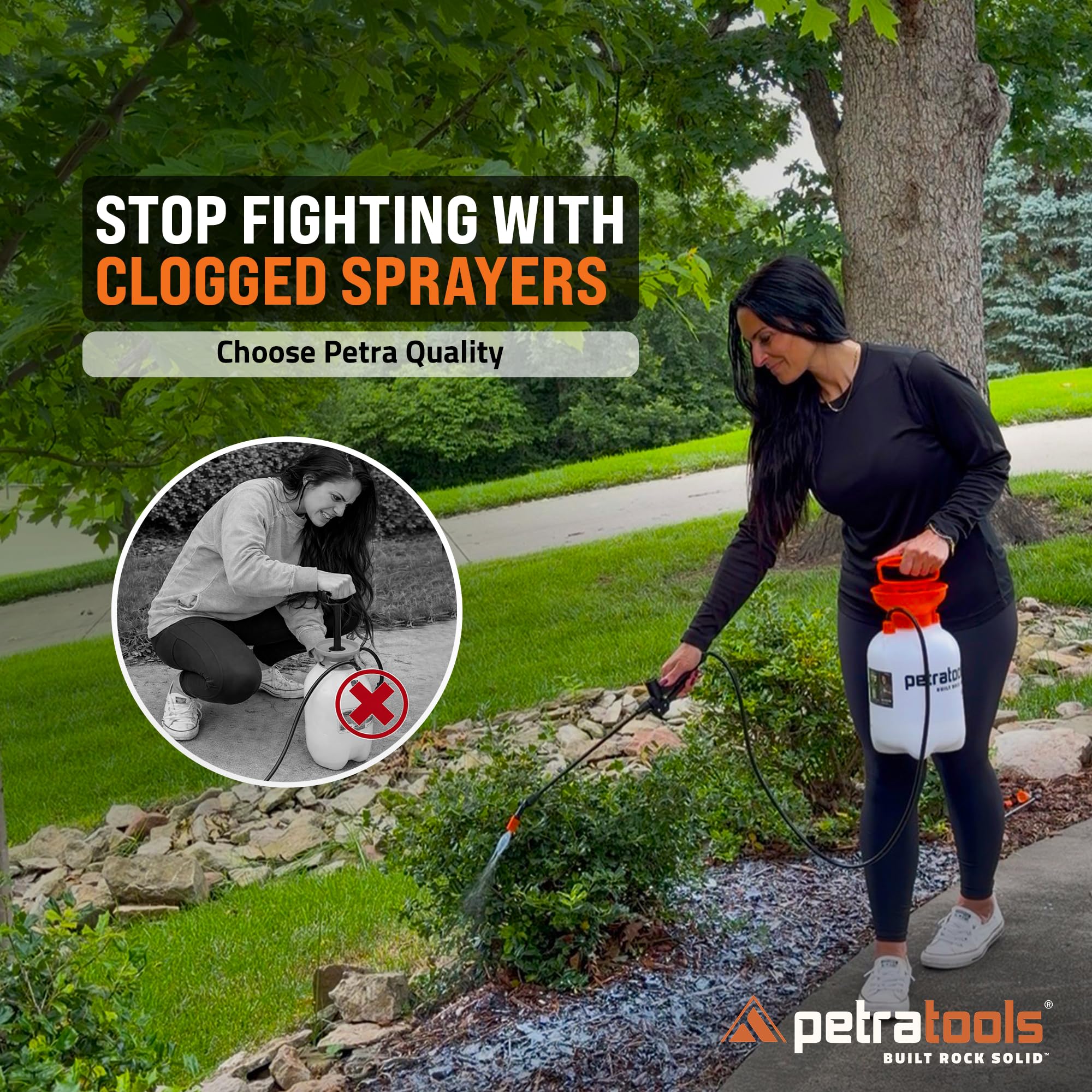 Petra 1 Gallone Pumpsprüher - HD101 Gartensprüher mit 2 Düsen, Verstellbare Düse, Lüfterdüse, Schwarz, Kunststoff, Handgerät