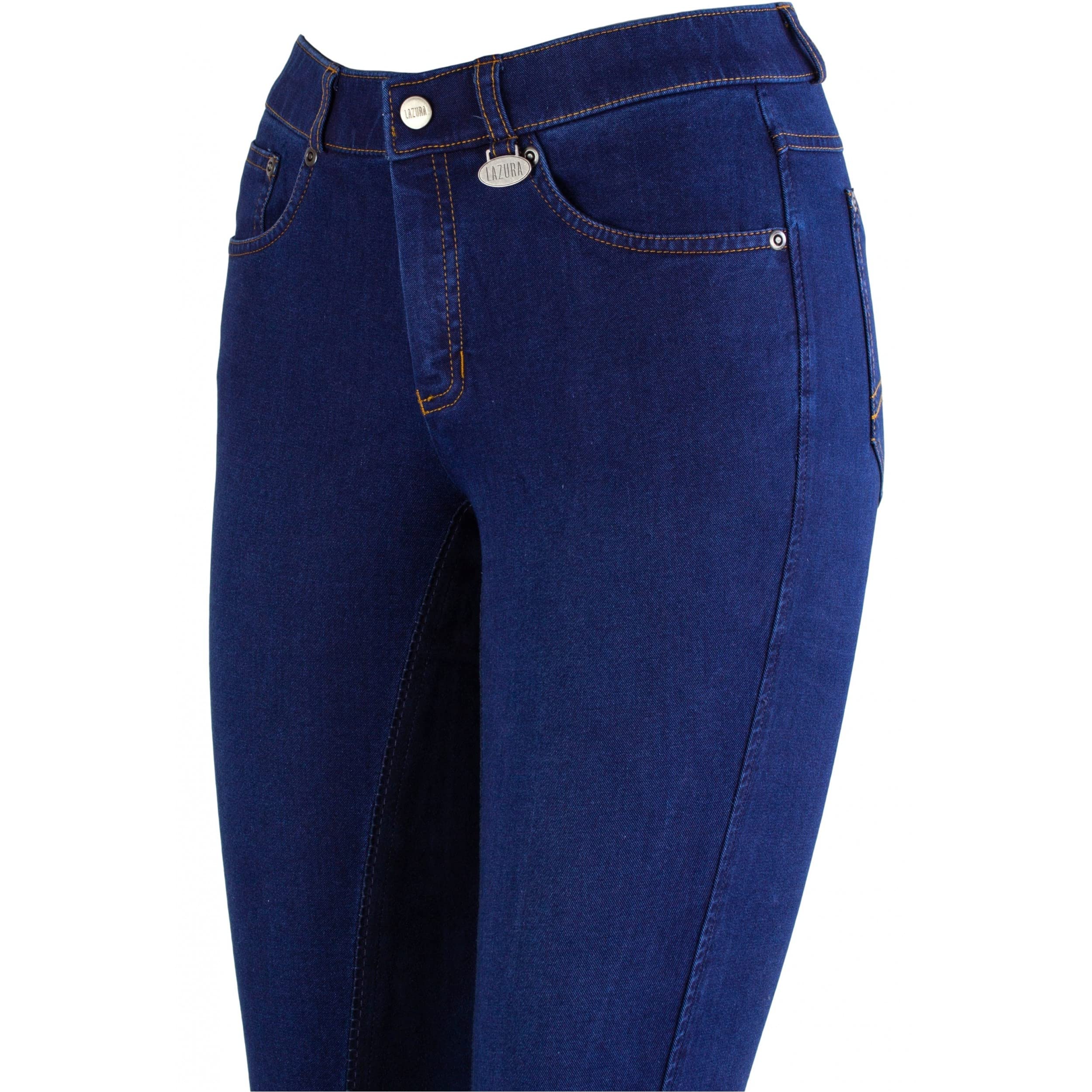 Lazura - Jodhpur Reithose für Damen Dina | Denim Reitjeans mit Vollbesatz | atmungsaktive & elastische Vollbesatzreithose | Jeans-Reithose mit 5 Taschen | Reiterhose in 3 Farben | Größe 36-46
