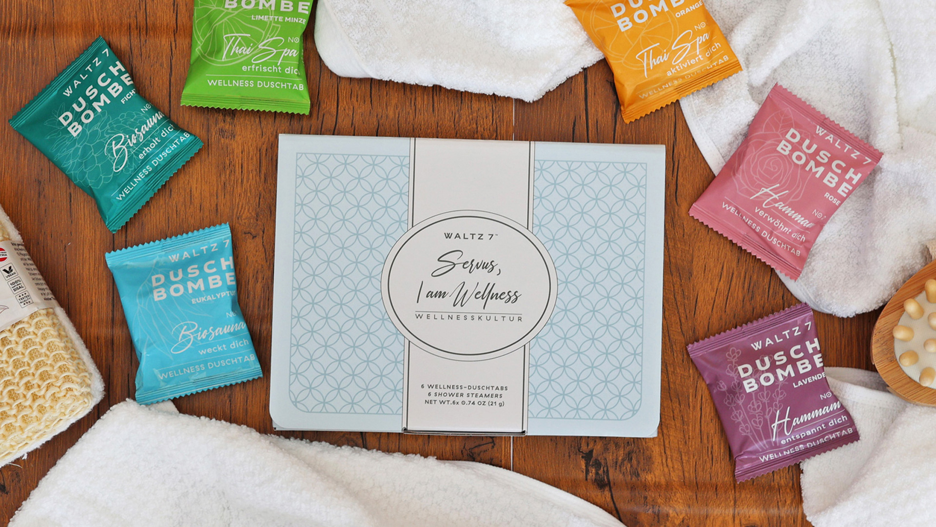 WALTZ 7 Shower Steamer Set - 16 Pieces, 8 Scents, Zimbabwe