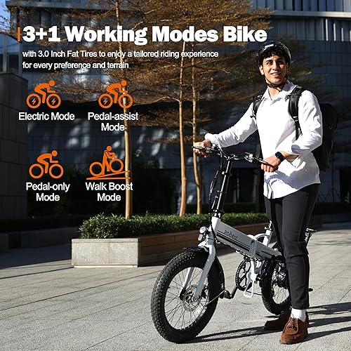 Miniatura 4 de ACTBEST Electric Bike for Adults 750W Motor(Peak 850W),50Miles 22Mph Top Speed, 20" Fat Tire Folding Electric Bicycle, 48V 12Ah Removable Battery