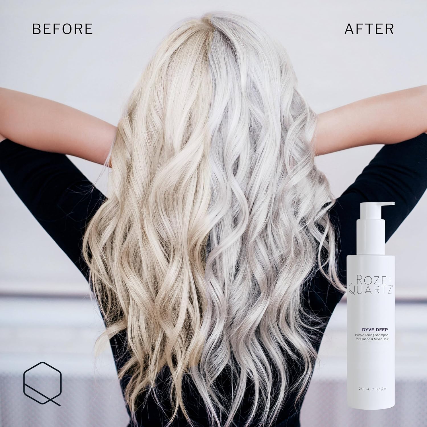 Roze + Quartz® Dyve Deep Shampoo • Ultra Purple Toning Wash for Blonde, Silver + Highlighted Hair (8.5 oz)