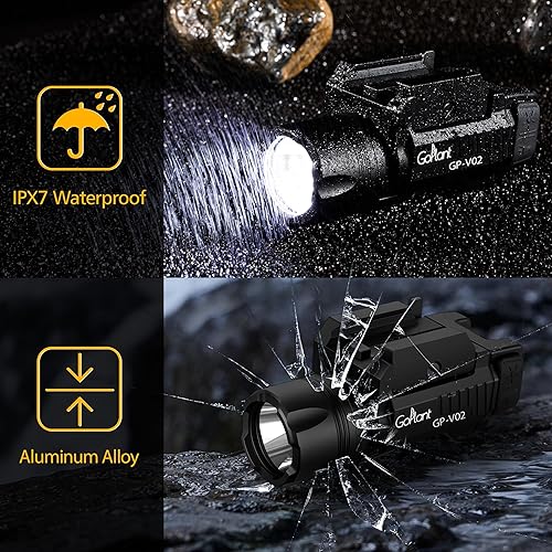 Miniatura 3 de Luz láser de arma de 1300 lúmenes, linterna táctica de pistola de aluminio de grado aeronáutico, luz LED ajustable montada en riel y combo láser